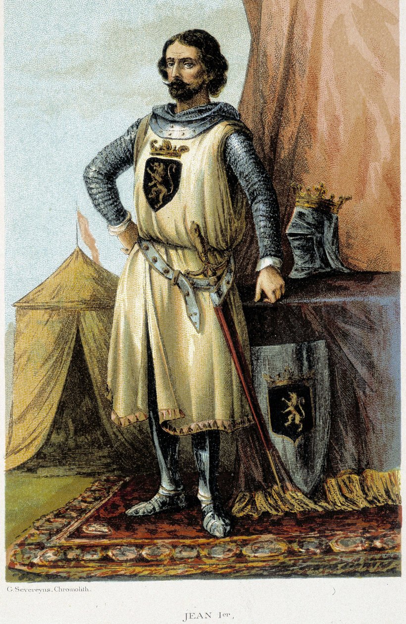 Retrato de João I, conhecido como o Vitorioso (1268-1294), Duque de Brabant. Cromolitografia do século XIX. de Unknown artist