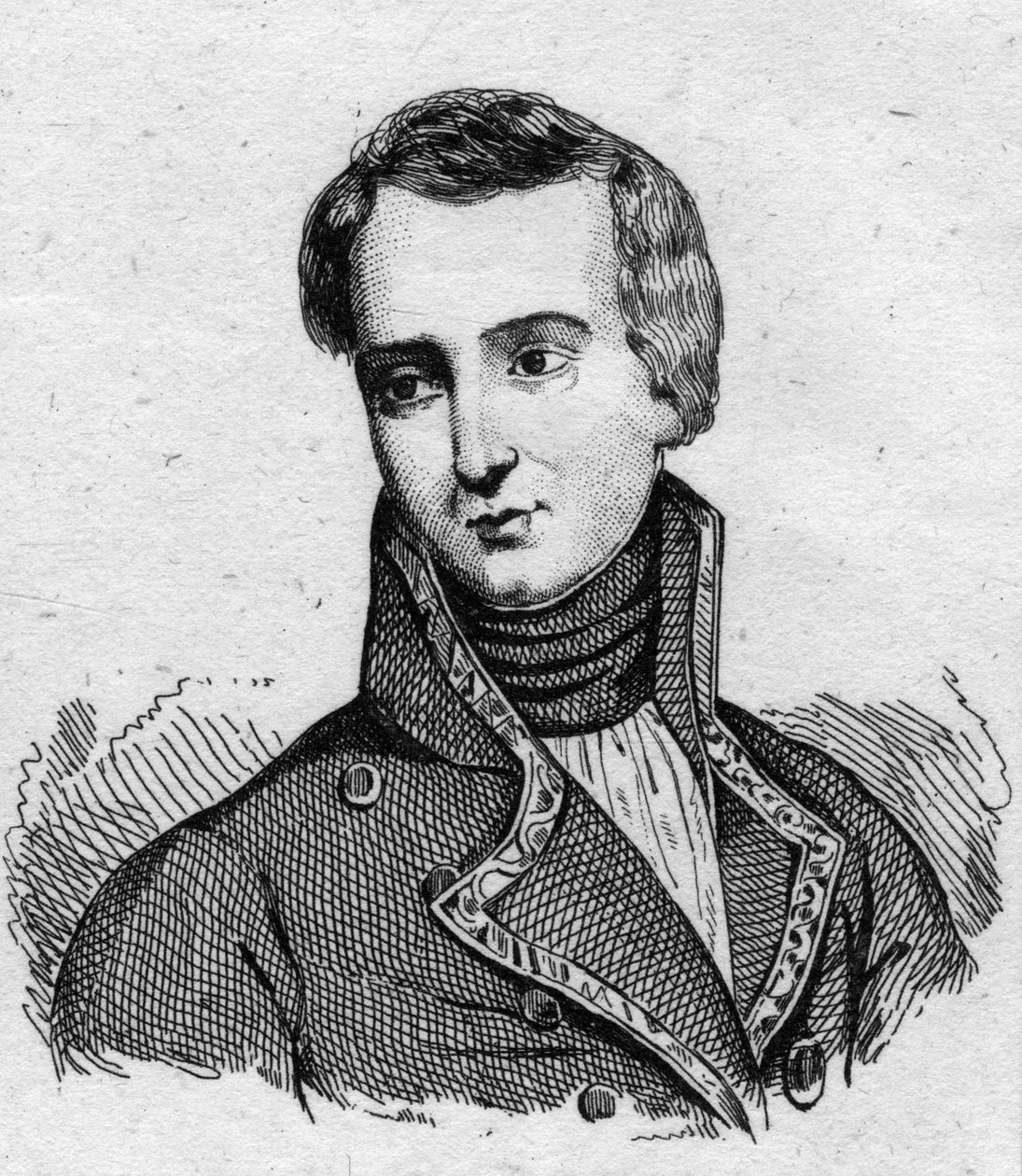 Retrato de José Rebolledo de Palafox (Palafox y MelCII) (1776-1847), soldado espanhol que lutou durante o cerco de Saragoça (Zaragoza) em 1808. Gravura do século XIX. de Unknown artist