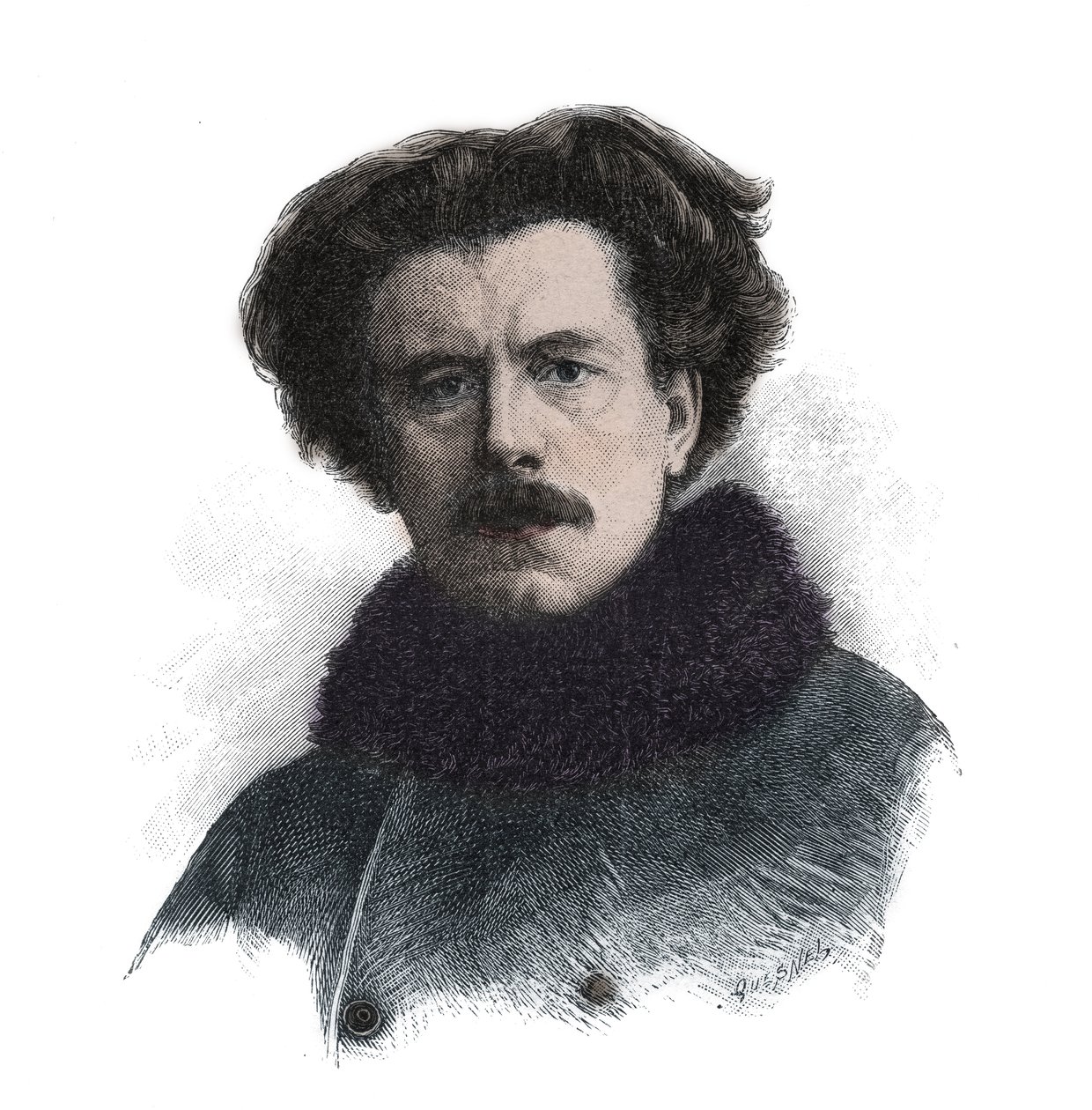 Retrato de Joseph Auguste Maurice Rollinat (1846 -1903) Poeta inglês - gravura de Unknown artist