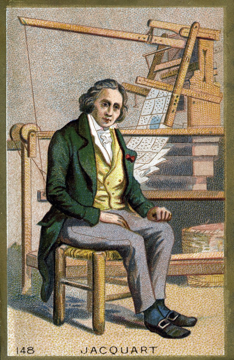 Retrato de Joseph Marie Jacquard (1752-1834), inventor mecânico francês do tear. Cromolitografia do final do século XIX. de Unknown artist