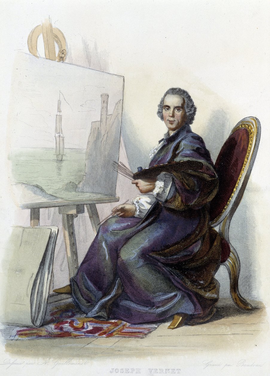 Retrato de Joseph Vernet, pintor, cartoonista e escultor francês (1714 - 1789) - em "Le Plutarque Français", ed. Mennechet de Unknown artist