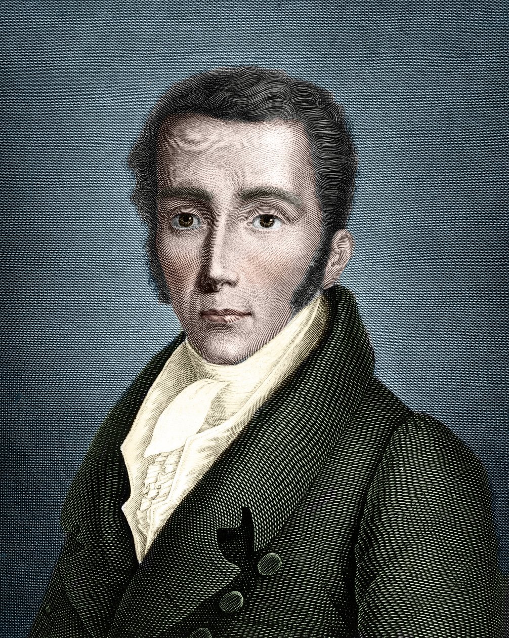 Retrato de Joseph von Fraunhofer (1787 - 1826) óptico e físico alemão, fundador da espectroscopia. de Unknown artist
