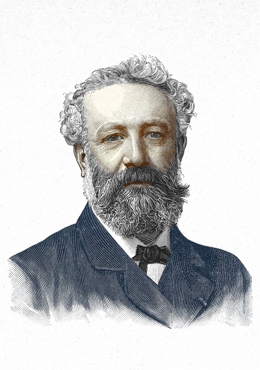 Retrato de Júlio Verne. Gravura do século XIX. de Unknown artist