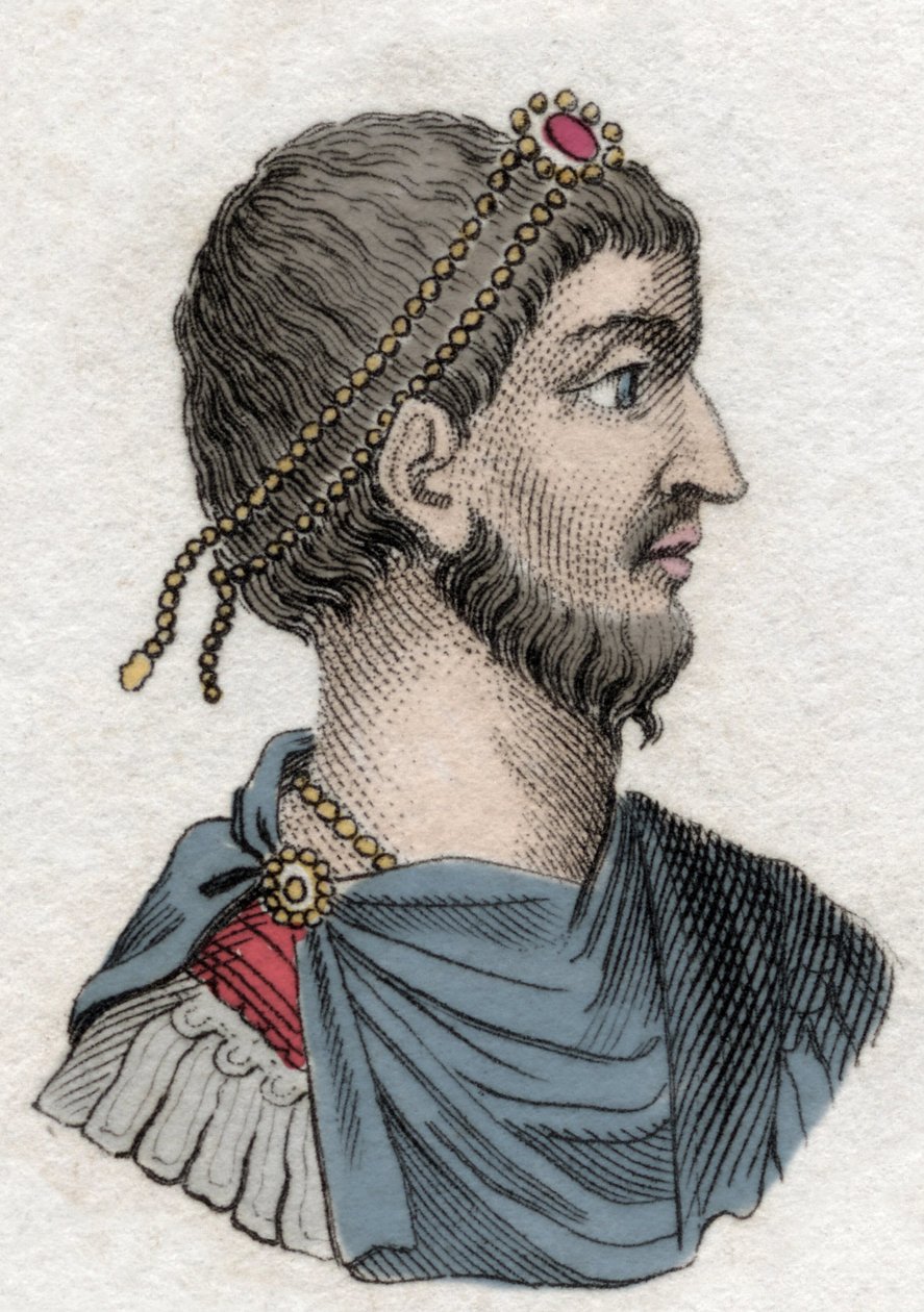 Retrato de Juliano o Apóstata (Flavius Claudius Julianus (331-363), Imperador Romano. Gravura do século XIX. de Unknown artist
