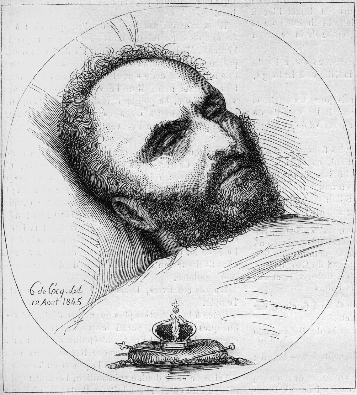 Retrato de Karl Wilhelm Naundorff (1785-1845), relojoeiro prussiano que fingiu ser o Rei de França Luís XVII. Gravura do século XIX. de Unknown artist