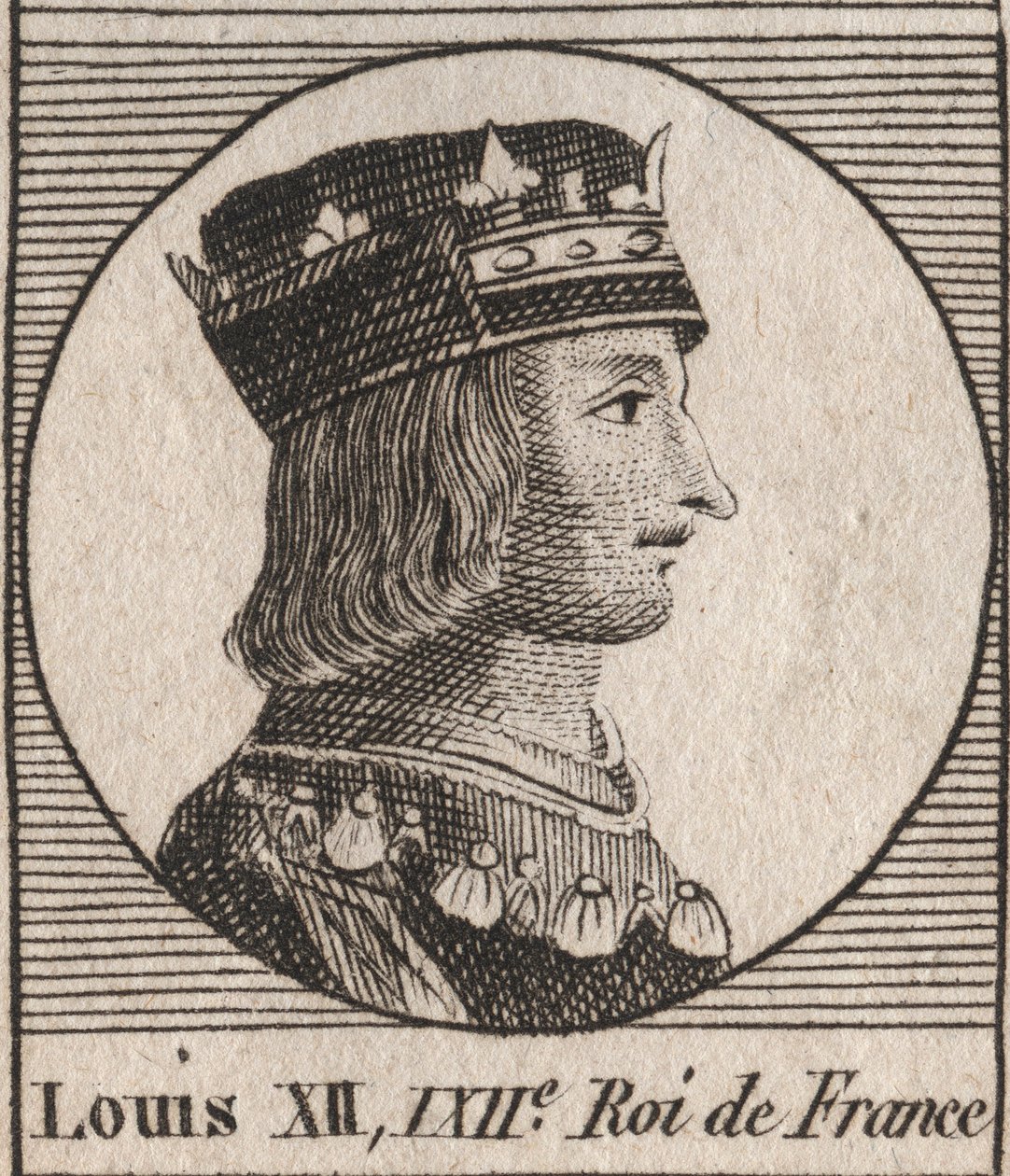 Retrato do Rei Luís XII (1462-1515) - Retrato de Luís XII de França (1462-1515), Rei de França - gravura de "Instruction sur l