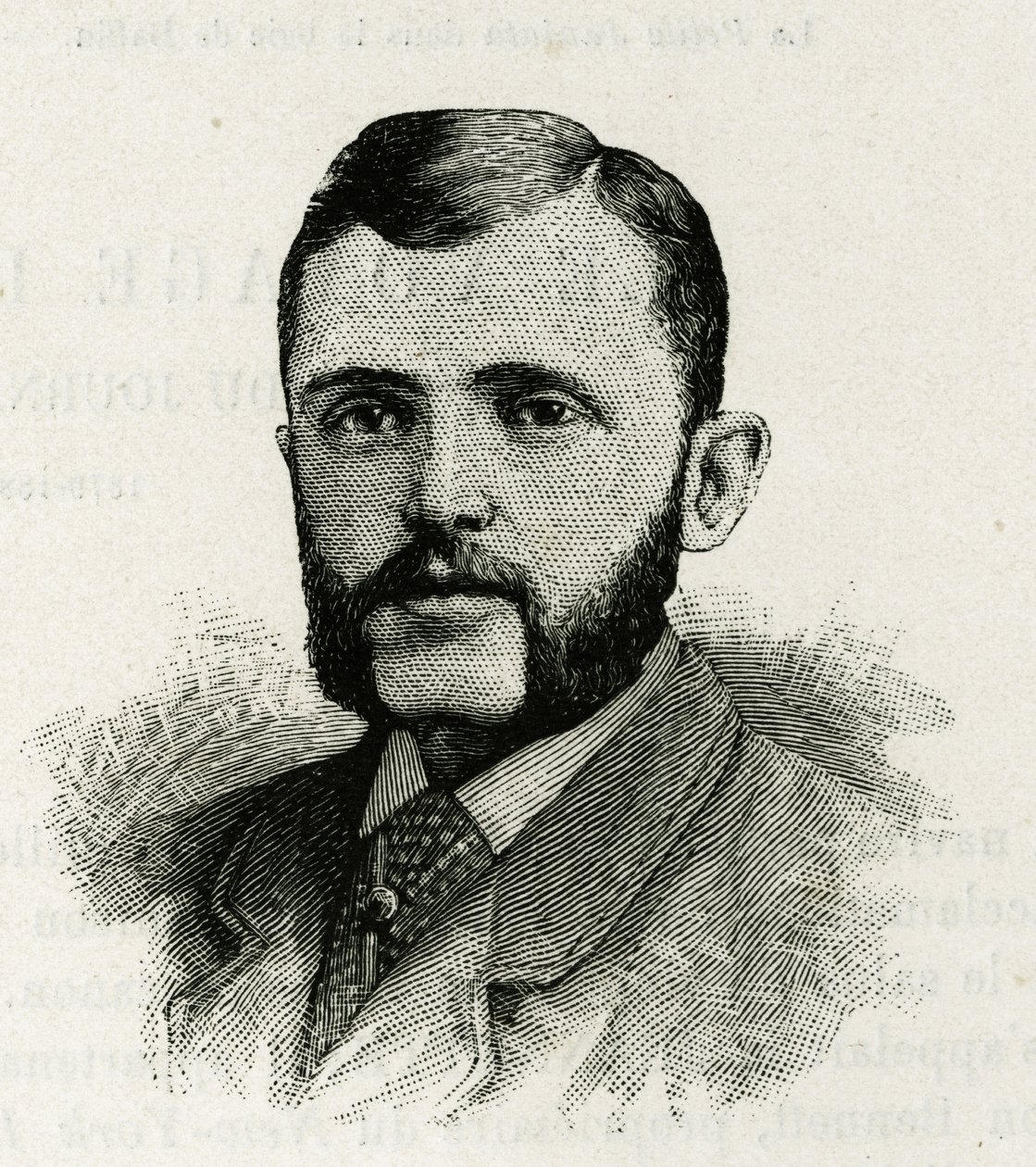 Retrato de L. Newcomb, membro da tripulação de La Jeannette, para a missão no pólo norte. Gravura para ilustrar "A Viagem da Jeannette". de Unknown artist