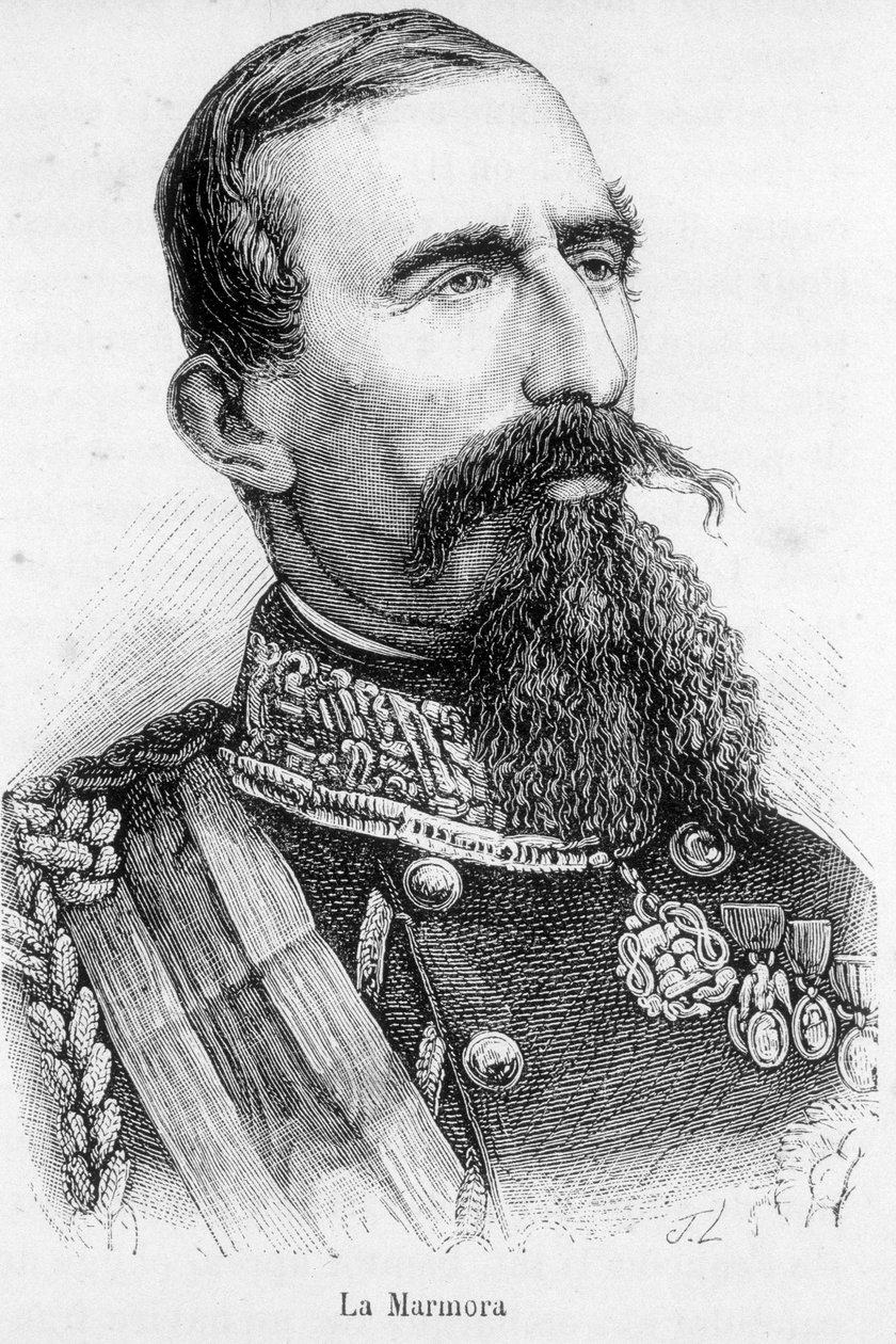Retrato de La Alfonso Ferrero, Cavaleiro La Marmora, Presidente do Conselho do Reino Italiano (1864-1866). de Unknown artist