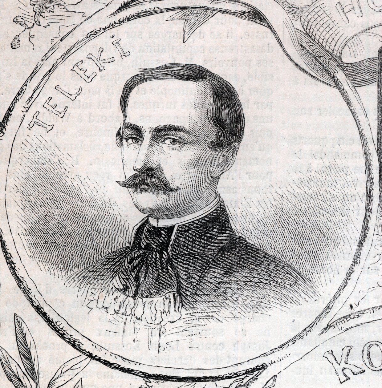 Retrato de Laszlo Teleki (1811-1861), escritor e político húngaro - Gravura em "O Mundo Ilustrado de Unknown artist
