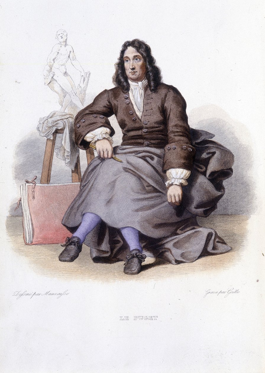 Retrato de Le Puget (Pierre Puget) escultor, pintor e arquiteto francês (1620 a 1694) - em Ed. Mennechet, "Le Plutarque francais" (Le Plutarque francais) de Unknown artist