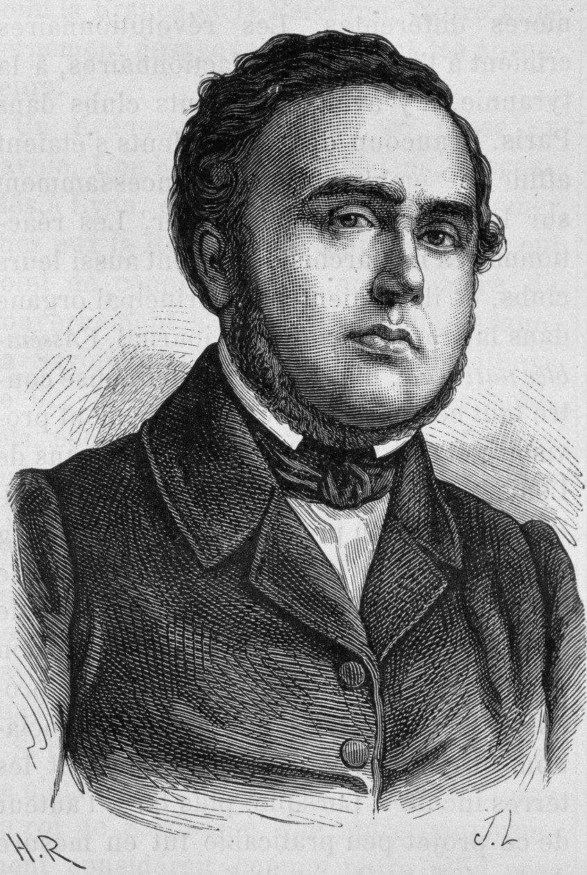 Retrato de Ledru-Rollin (1807 - 1874). Gravura do final do século XIX em "Histoire de France" de H. Martin. de Unknown artist