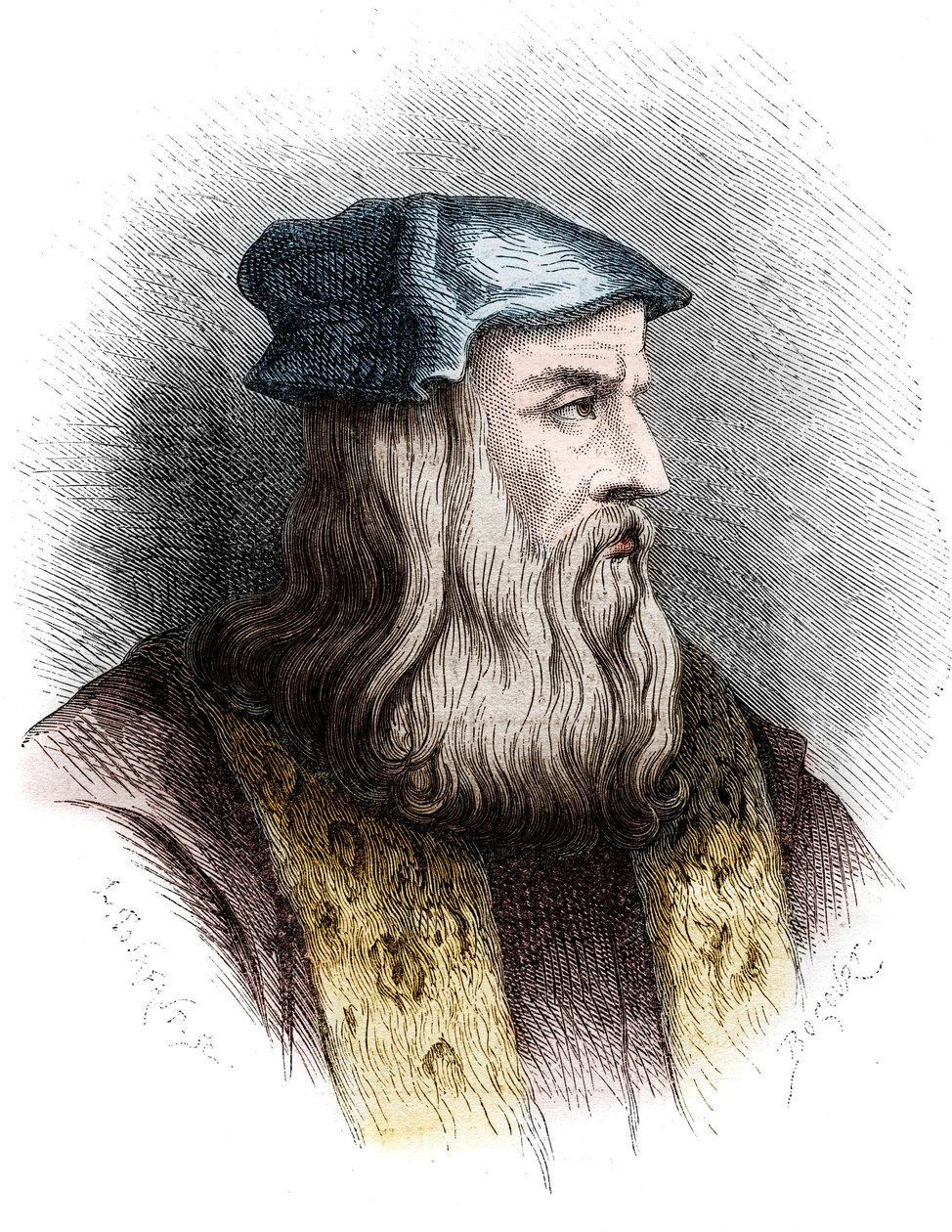 Retrato de Leonard de Vinci (Leonardo da Vinci) (1452-1519), pintor italiano. de Unknown artist