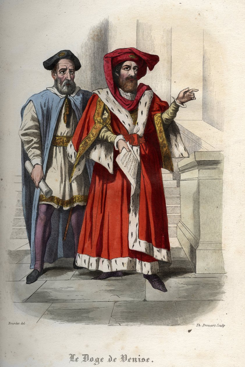 Retrato de Leonardo Loredan (Loredano) (1436-1521), doge da República de Veneza. Gravura de 1842 em "Histoire des popes", de Maurice Lachatre. Coleção particular. de Unknown artist