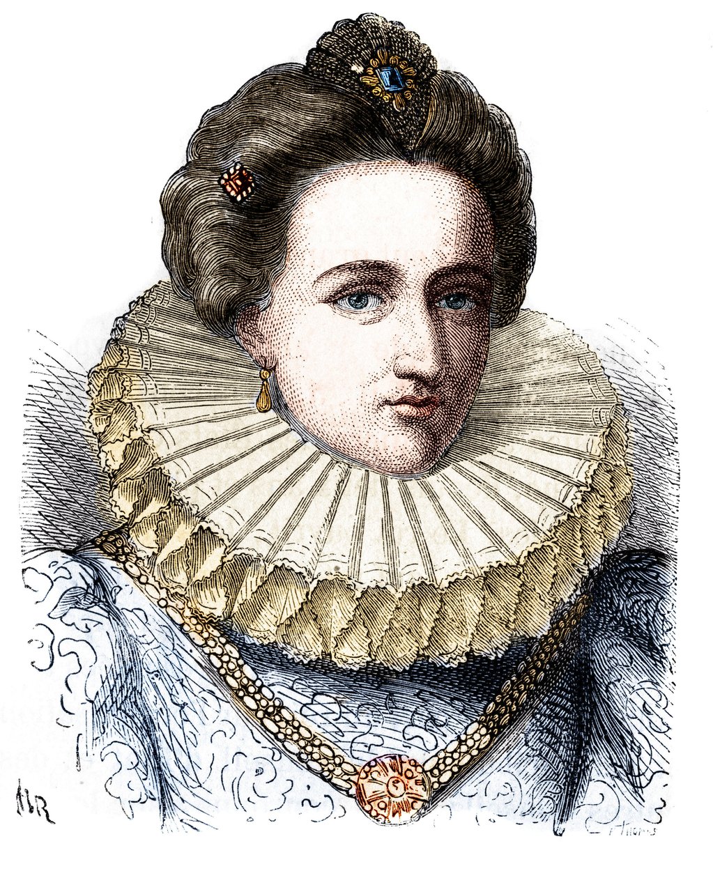 Retrato de Leonora Dori (ou Dosi) chamado Galigai, marechale de Anchor (1568-1617). Ela usa uma gola de morango - em "Histoire de France populaire" de Henri Martin de Unknown artist