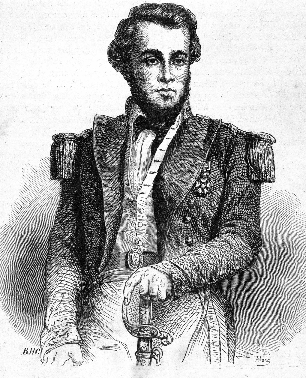 Retrato do Tenente Bellot (1826-1853) - em "Les Contemporains", n.d. final do século XIX. de Unknown artist