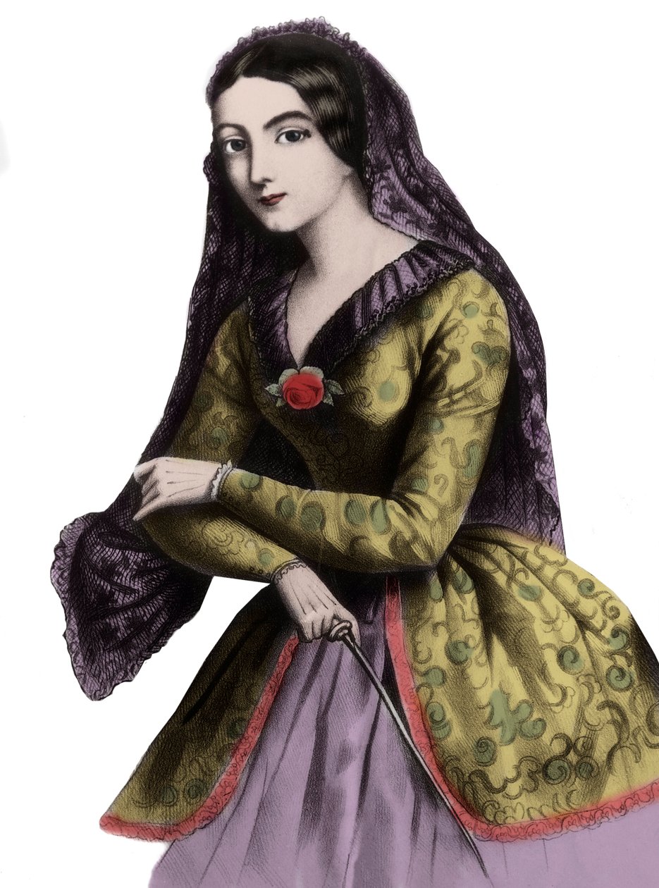 Retrato de Lola Montez (1821-1861) (Marie Dolores Eliza Rosanna Gilbert), dançarina e cortesã exótica, conhecida como a amante do Rei Luís I de Baviere. de Unknown artist