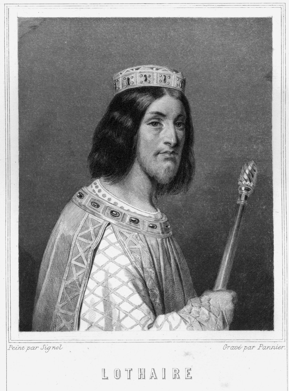 Retrato de Lothaire (941 - 986), Rei dos Francos - em "Histoire des Français" de Lavallée, gravura, sd. de Unknown artist