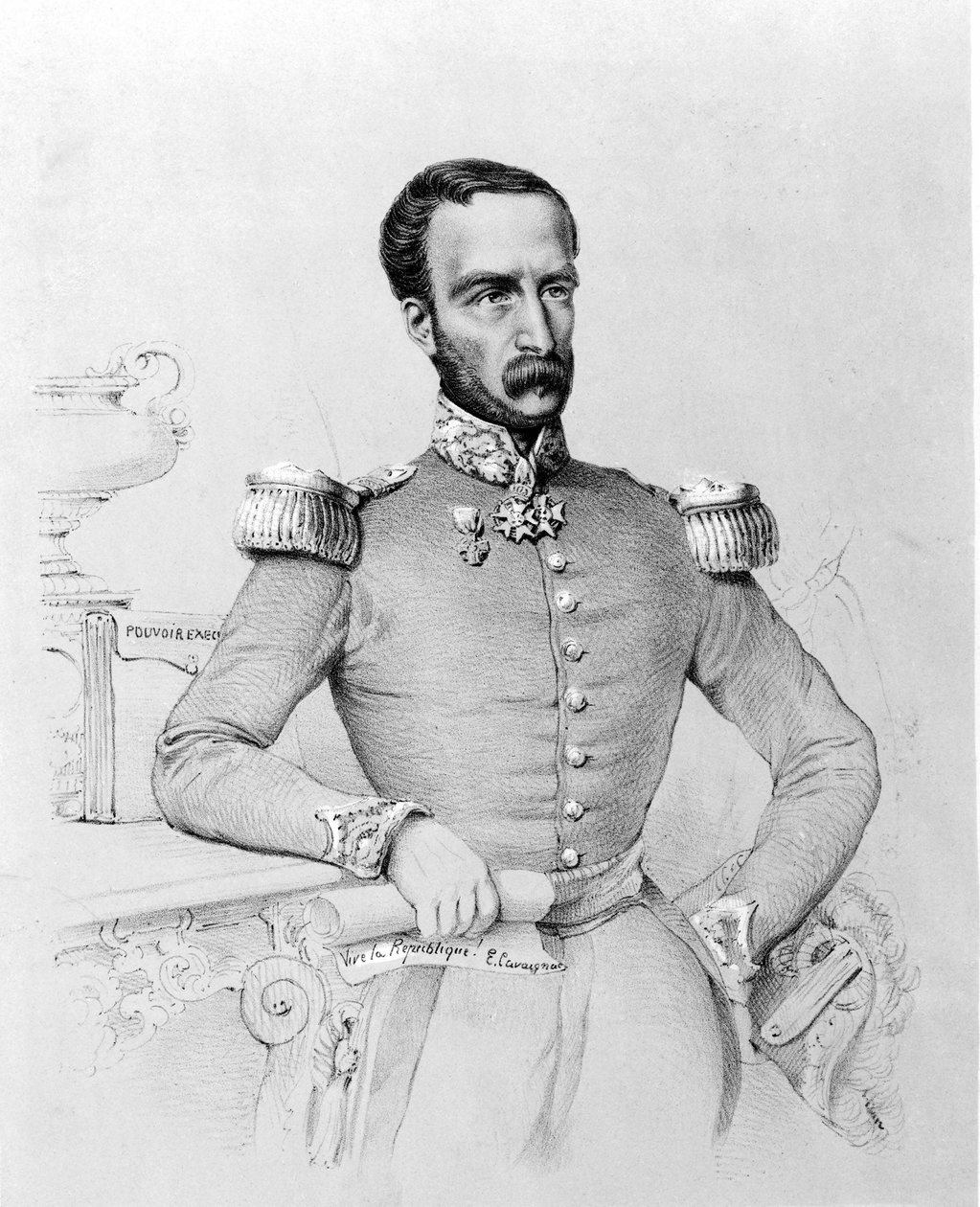 Retrato de Louis Eugène Cavaignac (1802 - 1857), general e político francês. Gravura v. 1848. de Unknown artist