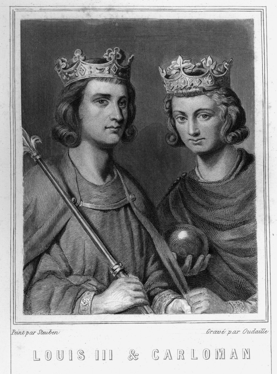 Retrato de Luís III (c. 863 - 882), Rei de França e Carloman (? - 884), Rei de França de Unknown artist