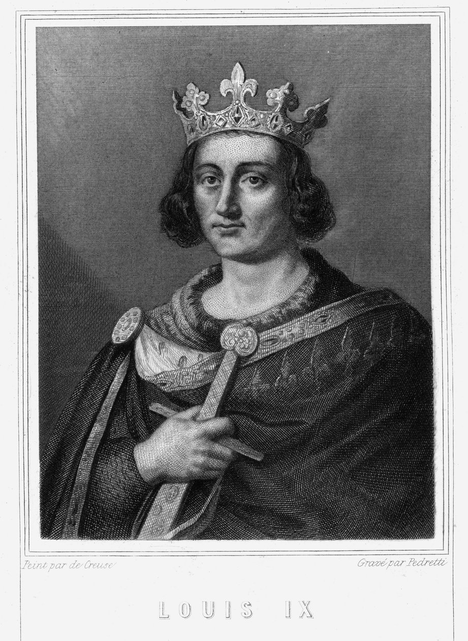 Retrato de Luís IX ou São Luís (1214 - 1270), Rei da França - em “Histoire des Français” ”de Lavallée, gravura, sd. de Unknown artist