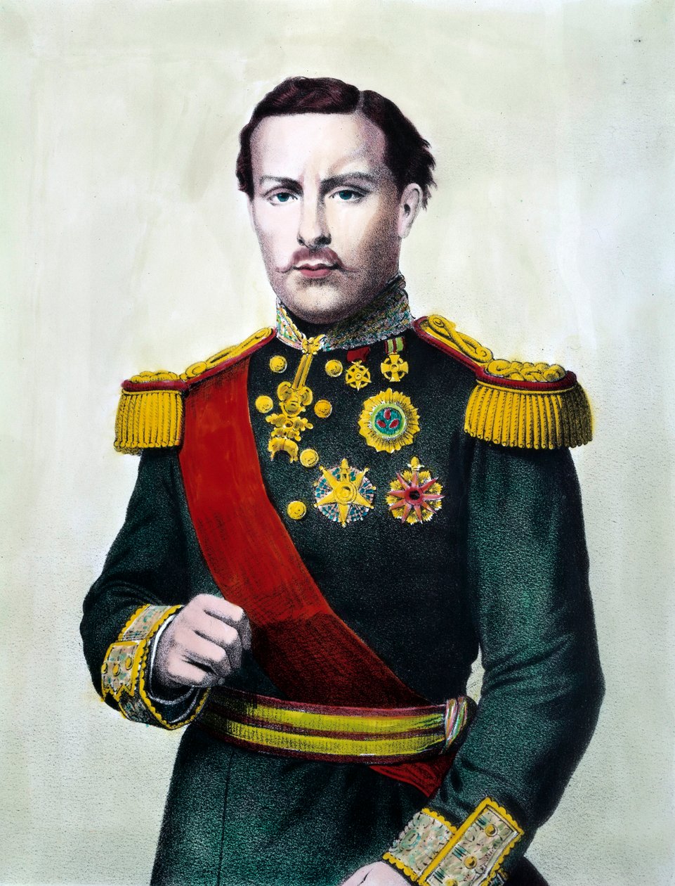 Retrato de Luís I de Portugal (1838-1889) Gravura do Rei de Portugal da colecção privada do século XIX de Unknown artist