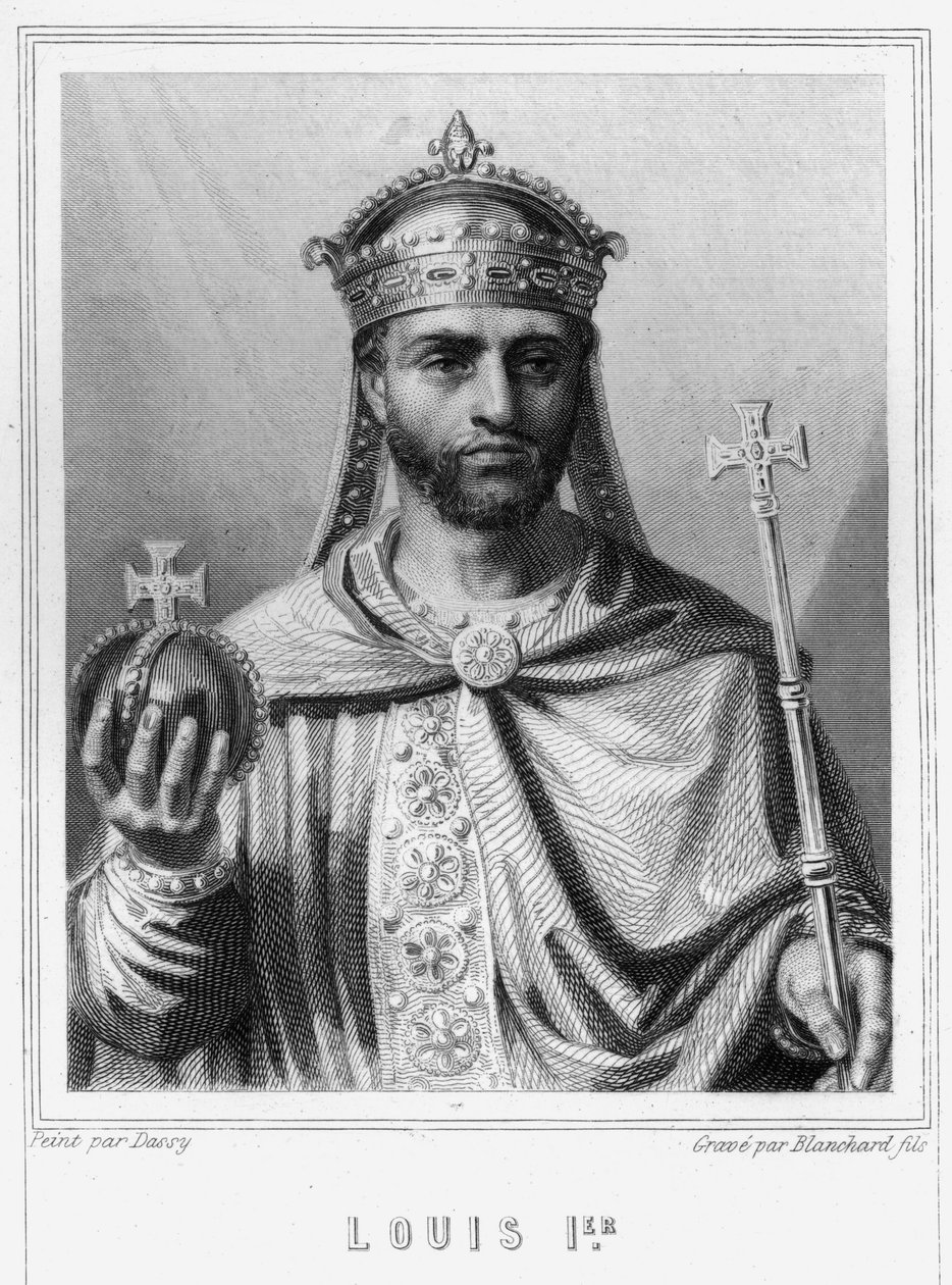 Retrato de Luís I o Pio ou o Debonário (778 - 840), Imperador do Ocidente - em "Histoire des Français" de Lavallée, gravura, sd. de Unknown artist