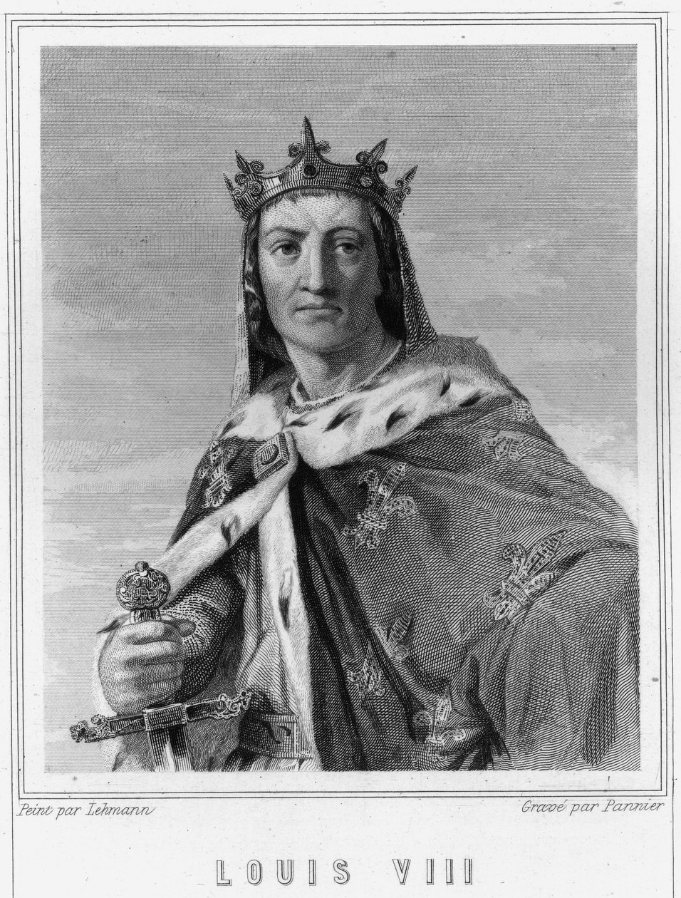 Retrato de Luís VIII (1187 - 1226), Rei de França - em "Histoire des Français" de Lavallée, gravura, sd. de Unknown artist
