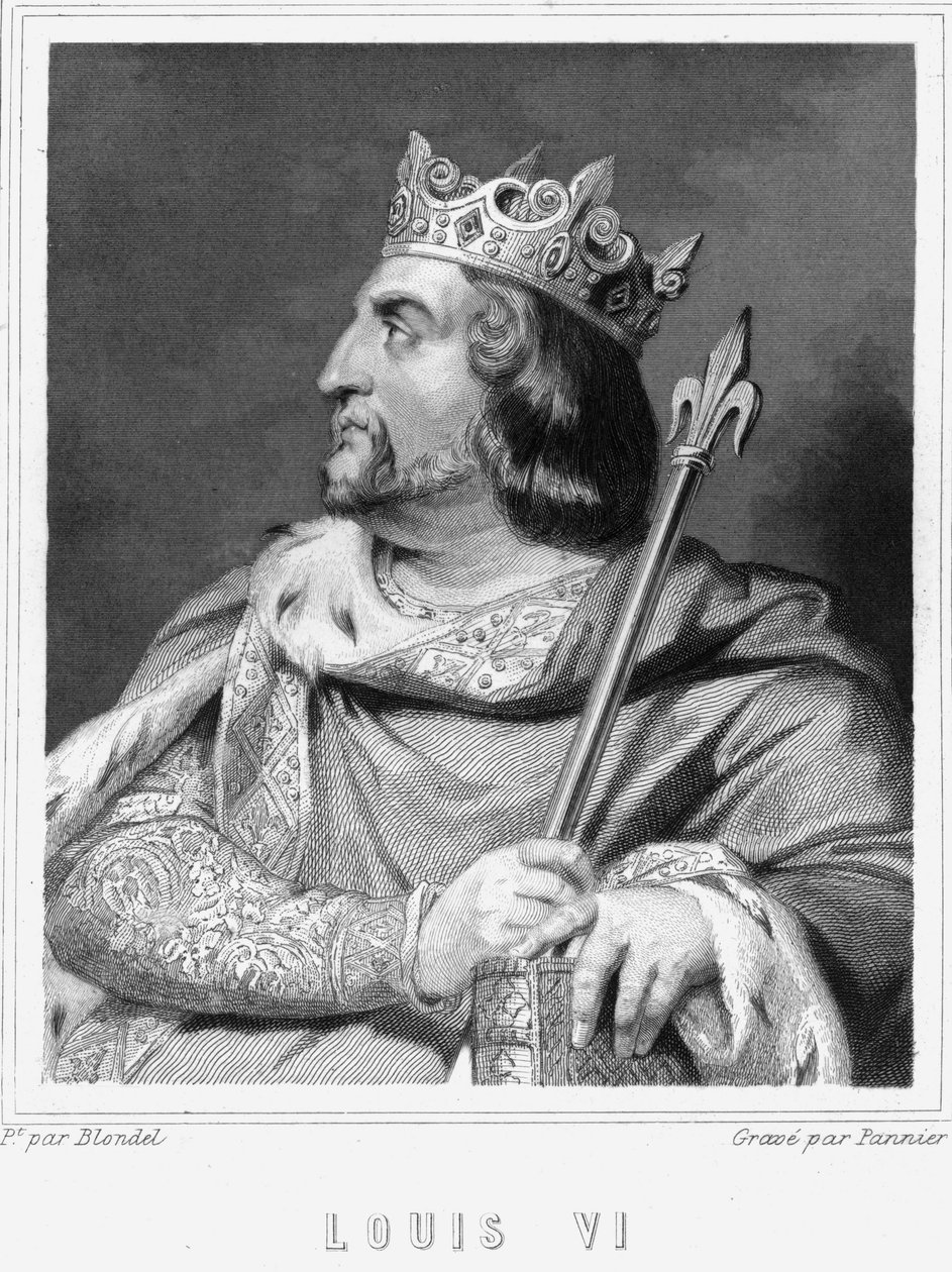 Retrato de Luís VI le Gros (1081 - 1137), Rei de França - em "Histoire des Français" de Lavallée, gravura, sd. de Unknown artist