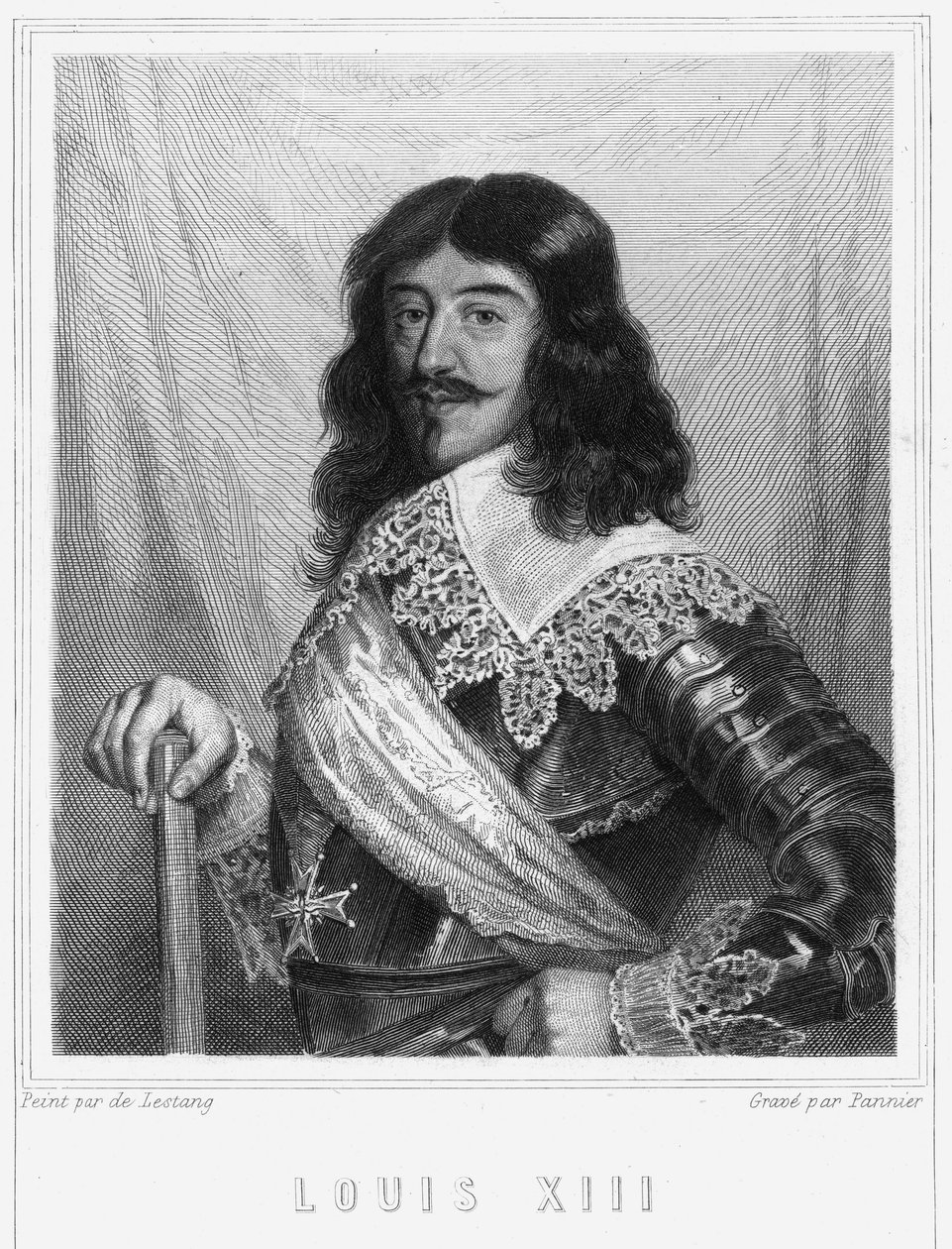 Retrato de Luís XIII (1601 - 1643), Rei de França - em "Histoire des Français" de Lavallée, gravura, sd. de Unknown artist