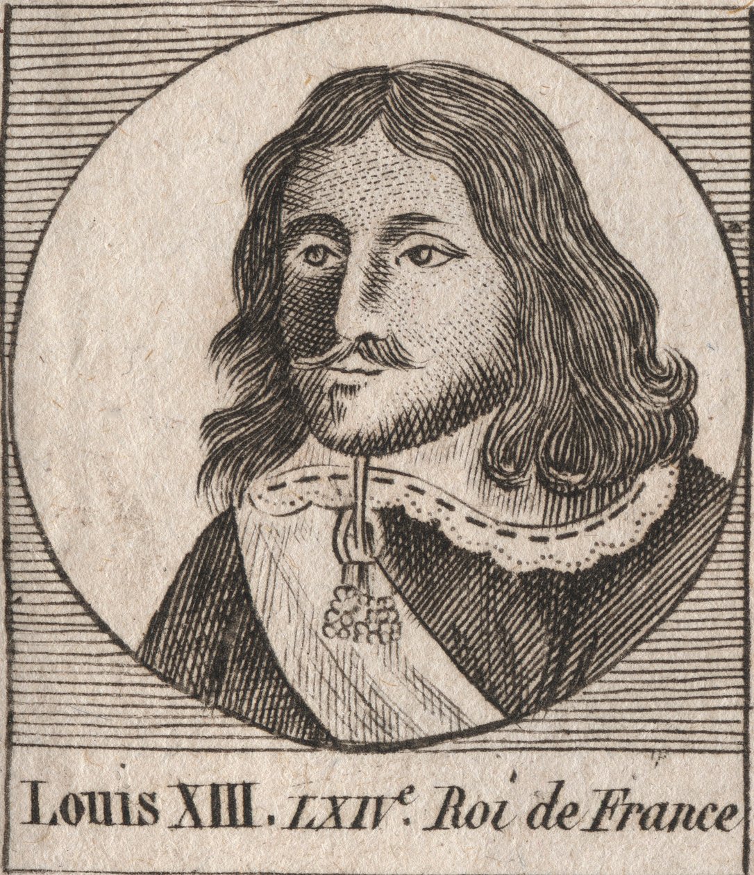 Retrato de Luís XIII o Juste (1601-1643) Rei da França - Luís XIII, Rei da França de 1610 a 1643 - gravura de "Instruction sur l