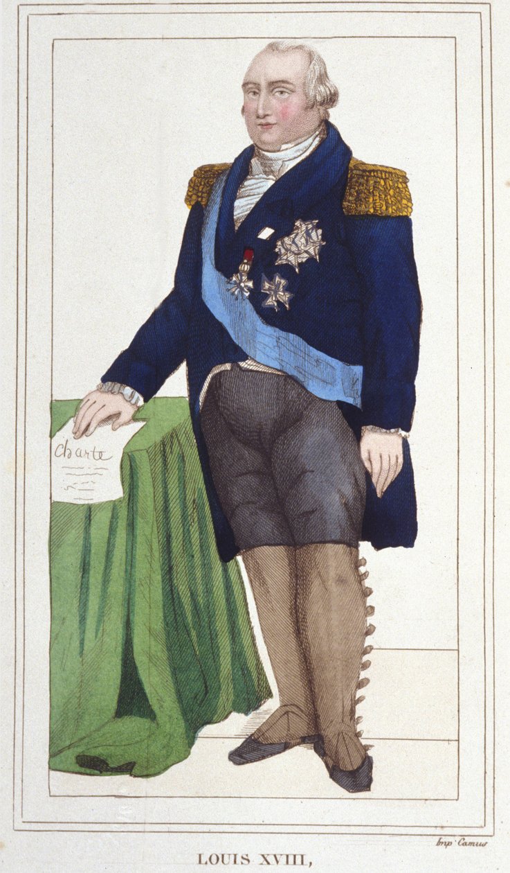 Retrato de Luís XVIII (1755 - 1824), gravura do Rei de França de 1830. de Unknown artist