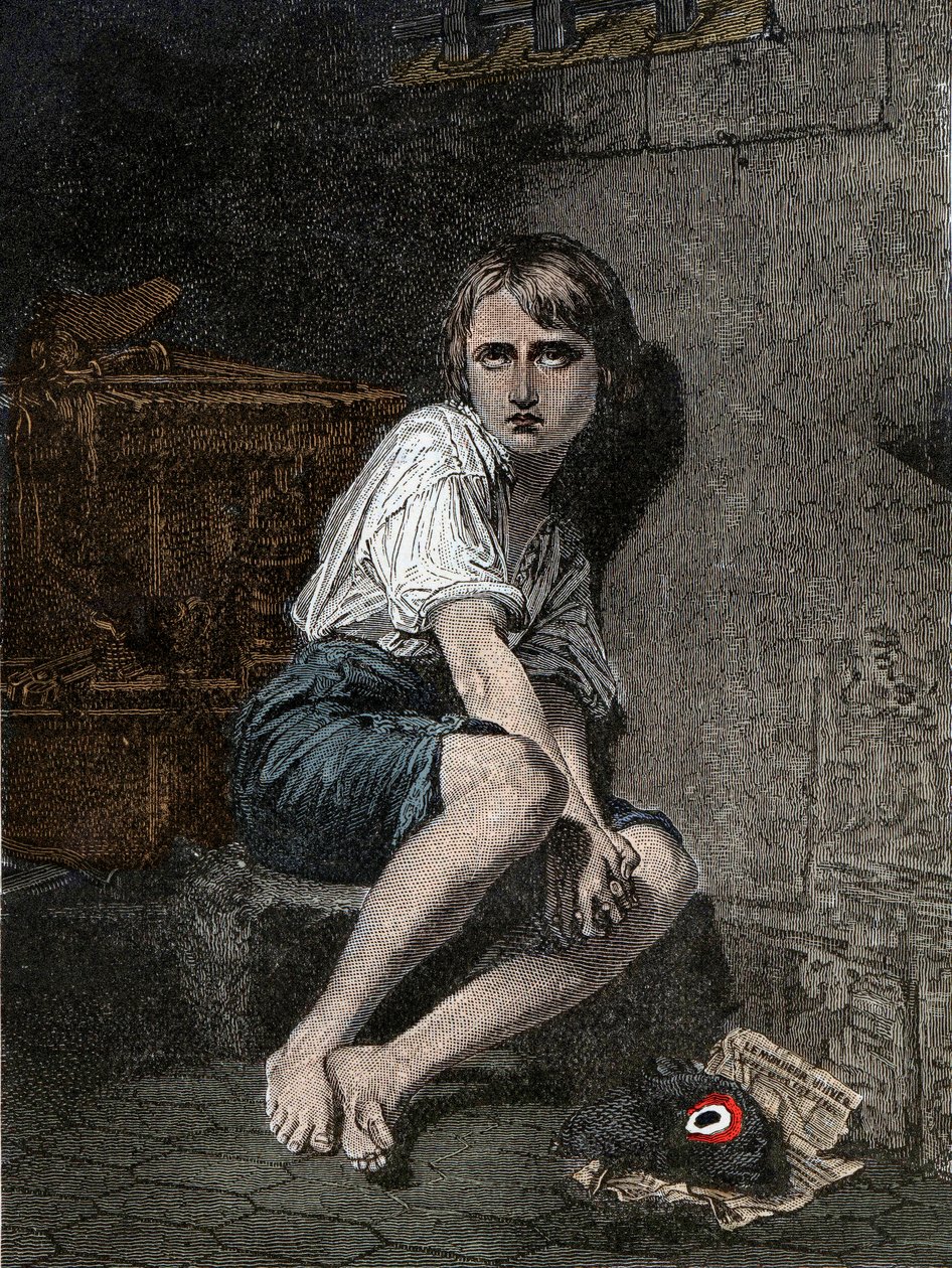 Retrato de Luís XVII (1785-1795) na Prisão do Templo, Paris". de Unknown artist