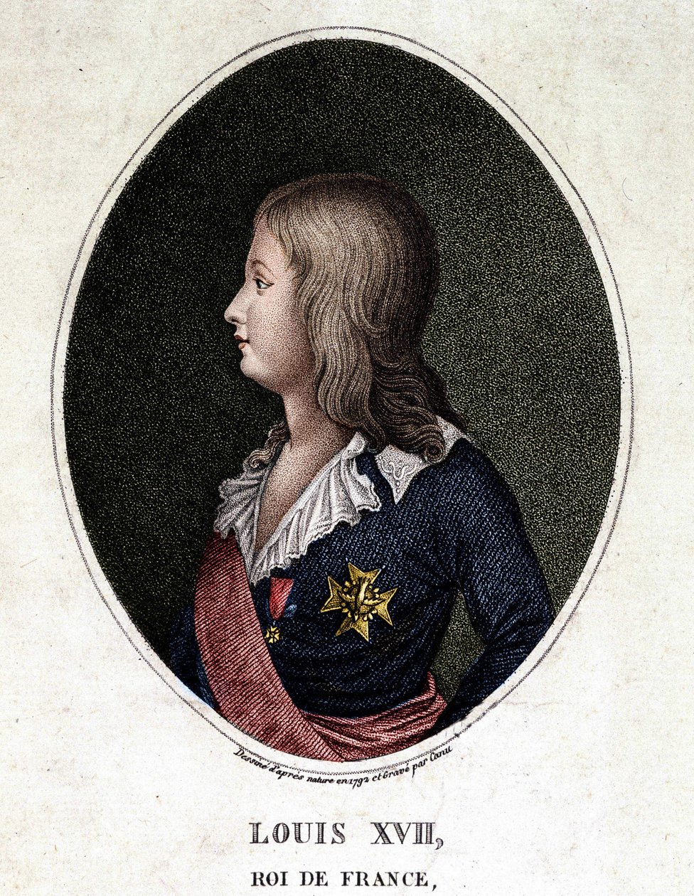 Retrato de Luís XVII, golfinho de França - gravura do século XIX de Unknown artist