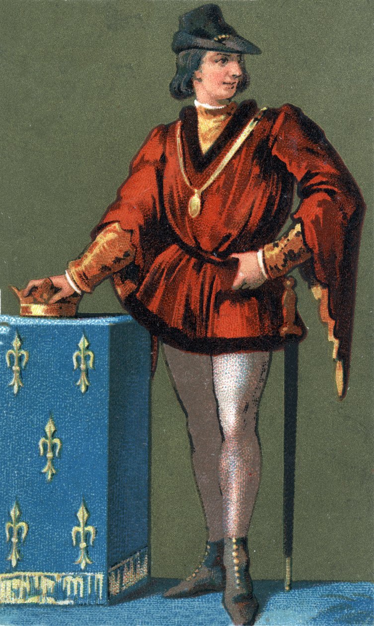 Retrato de Luís X o Hutin (1289 - 1316), Rei de França. Cromolitografia do século XIX de Unknown artist