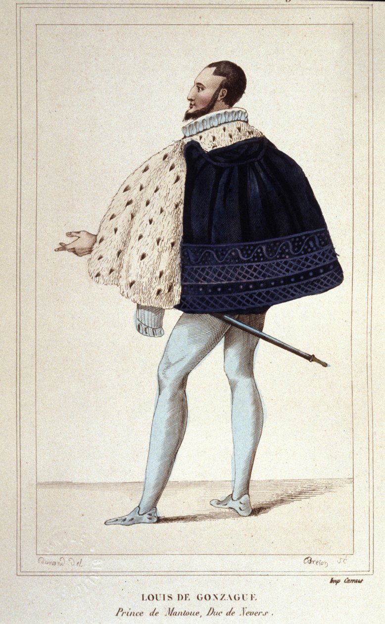 Retrato de Luís de Gonzague, Duque de Mântua, agora pelo seu casamento em 1565 com Henriette de Cleves, o novo Duque de Nevers. gravura a partir de 1830 de Unknown artist