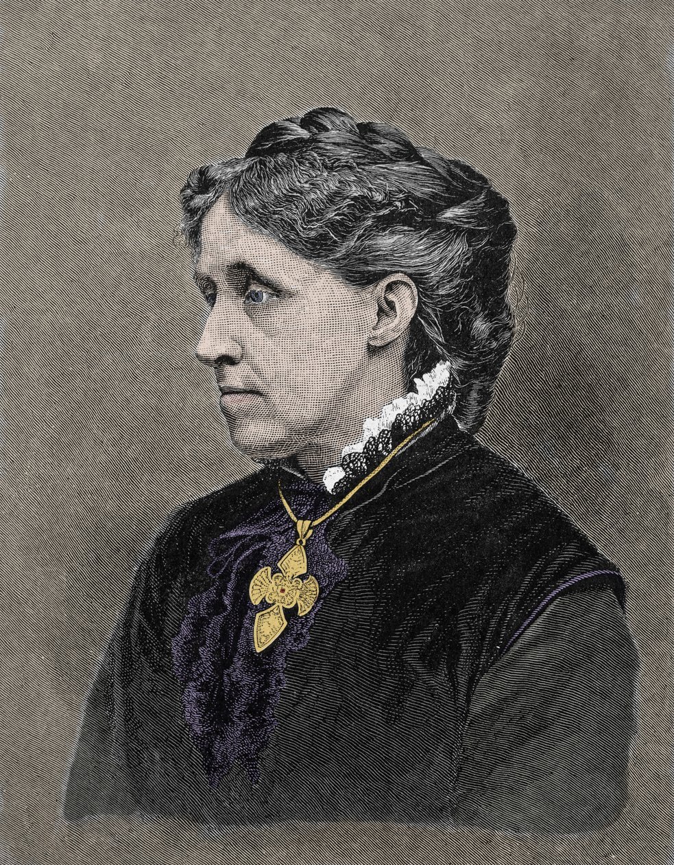 Retrato de Louisa May Alcott (1832-1888), romancista americana. Gravura a cores do século XIX. de Unknown artist