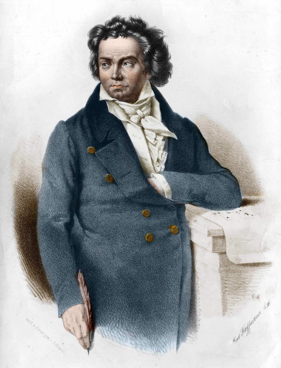 Retrato da gravura de Ludwig van Beethoven (1770 - 1827) do século XIX de Unknown artist