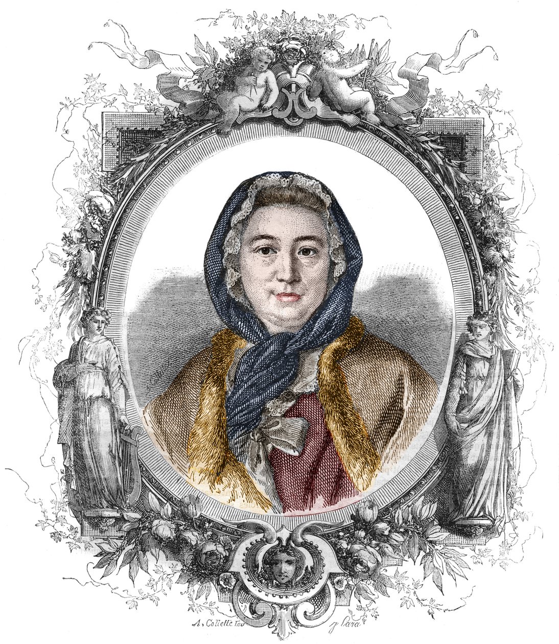 Retrato de Madame Geoffrin, nee Marie-Therese (Marie-Therese) Rodet (1699-1777) - Gravura de 1858 de Unknown artist