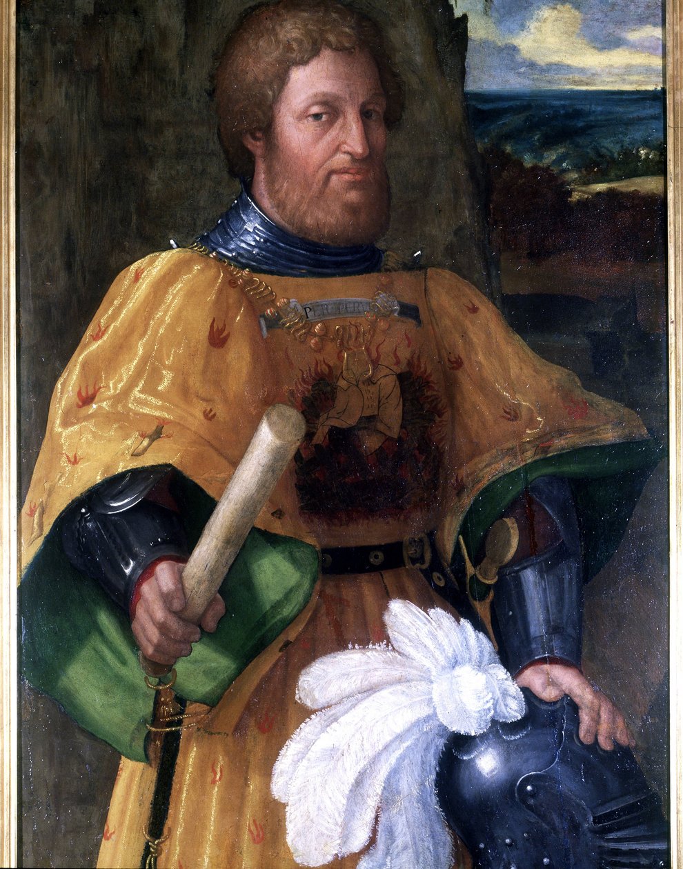 Retrato de Marcoantonio Colonna, general que participou da Batalha de Lepante (Lepanto) em 1571. Pintura sd. da epoc.Accademia Naval de Livorno de Unknown artist