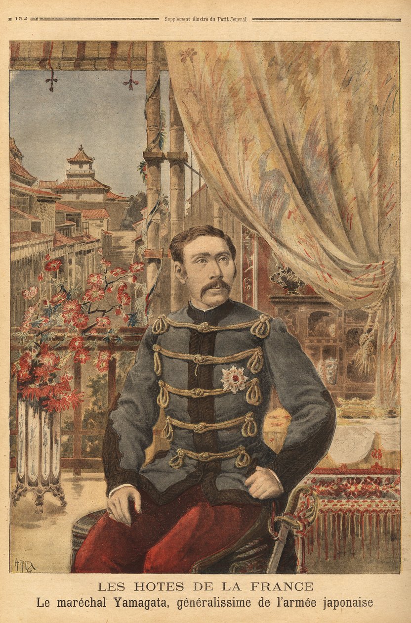 Retrato de Marechal Yamagata Aritomo (1838-1922), soldado e político japonês, comandou o primeiro exército do Japão durante a guerra contra a China em 1894. Gravura em "Le petit journal" 10/05/1896. A coleção de Selva. de Unknown artist