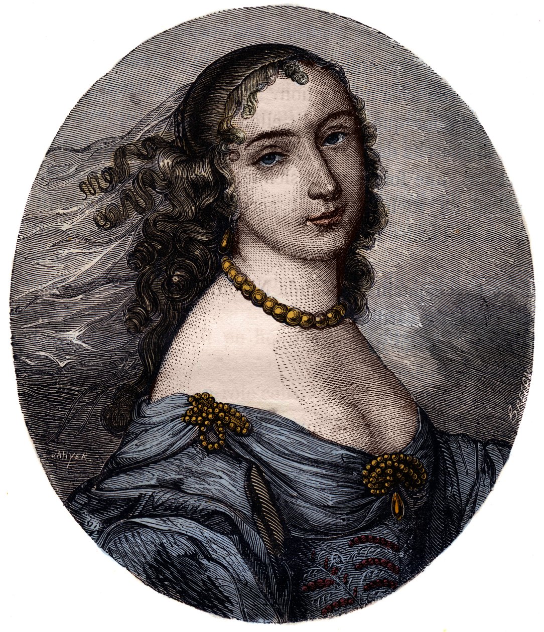 Retrato de Marguerite Hessein, Madame de la Sabliere (1636-1693) Salonniere Francês. Gravura do século XIX. de Unknown artist
