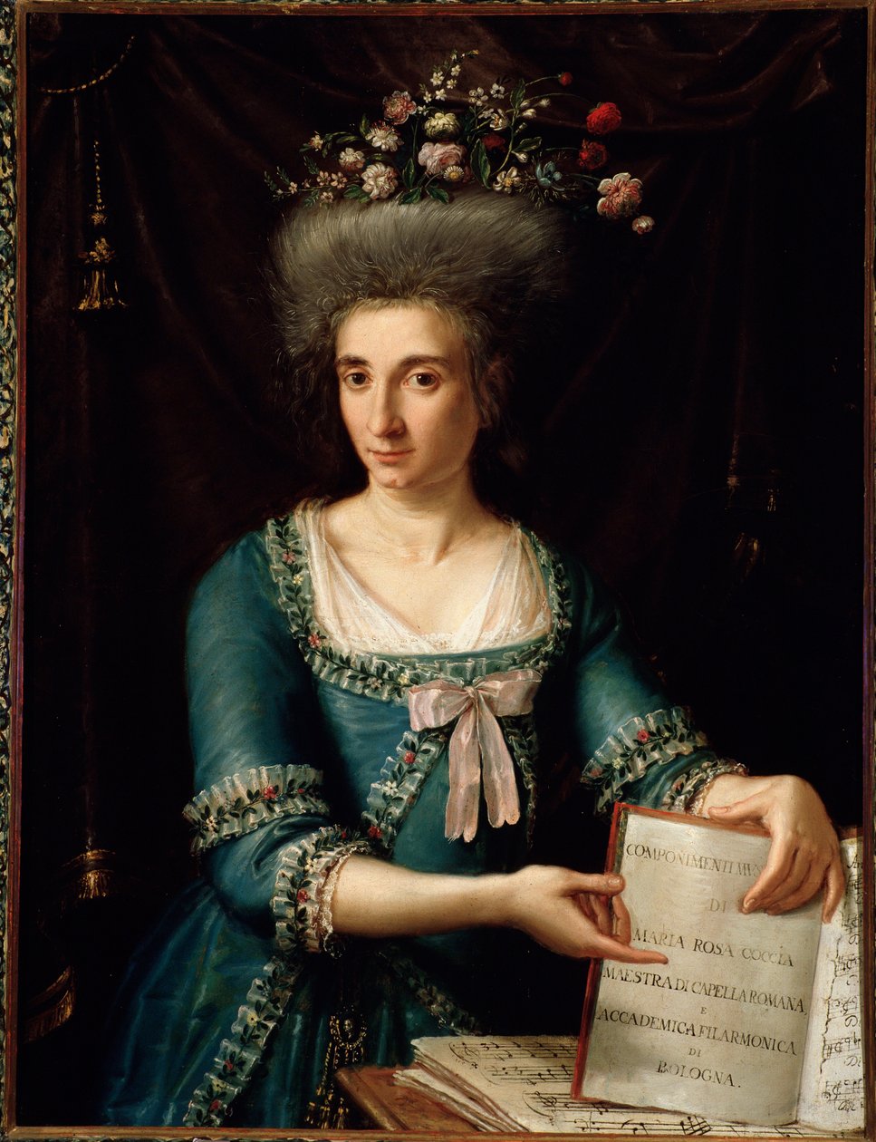 Retrato de Maria Rosa Coccia (1759-1833) italiana harpsicordista e compositora de pintura anônima. 1800 ca. Bolonha, museo civico bibliografico de Unknown artist