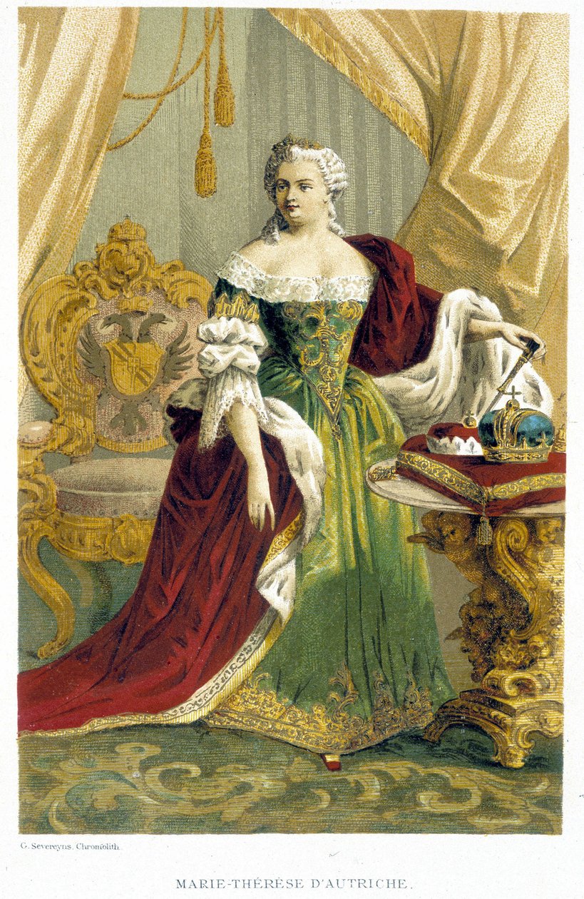 Retrato de Marie Therese da Áustria (1717-1780). Cromolitografia do século XIX. de Unknown artist