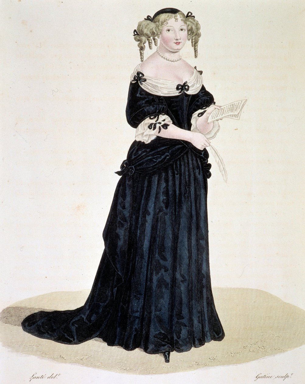 Retrato de Marie de Rabutin-Chantal (Rabutin Chantal), Marquise de Sevigne dit Madame de Sevigne (1626-1696), mulher de letras. Gravura de coleção particular de Unknown artist