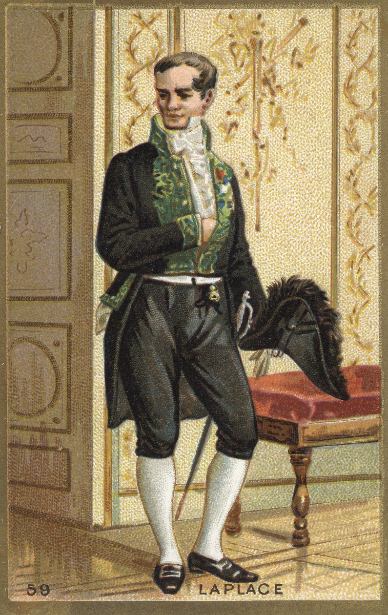 Retrato do Marquês Pierre Simon de Laplace (1749-1827), astrônomo, matemático e físico francês. Cromolitografia do século XIX. de Unknown artist