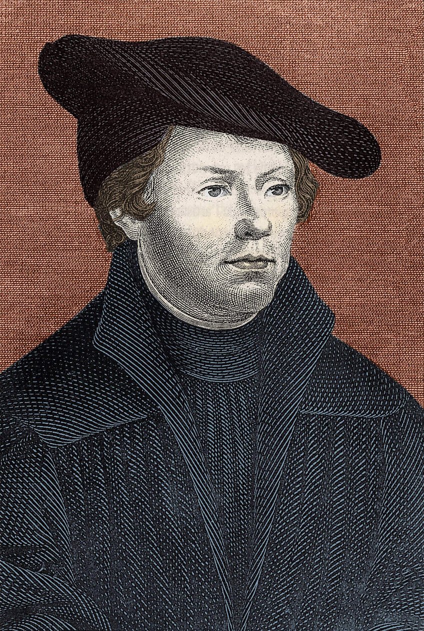 Retrato de Martinho Lutero (1483 - 1546) Reformador religioso alemão - gravura de Unknown artist
