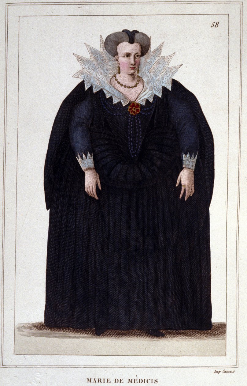 Retrato de Maria de Médicis (1573 - 1642), esposa de Henrique IV e mãe de Luís XIII. Gravura a partir de 1830. de Unknown artist