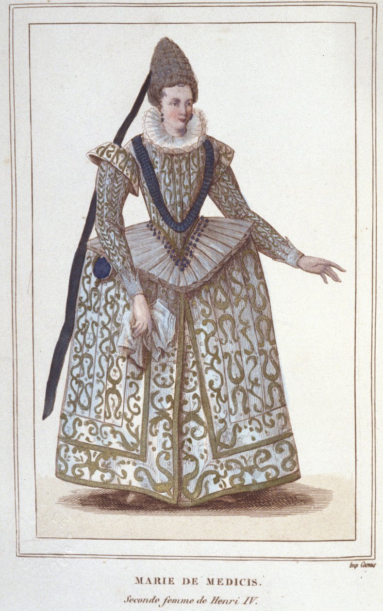 Retrato de Maria de Médicis (1573 - 1642), esposa de Henrique IV e mãe de Luís XIII. Gravura a partir de 1830. de Unknown artist