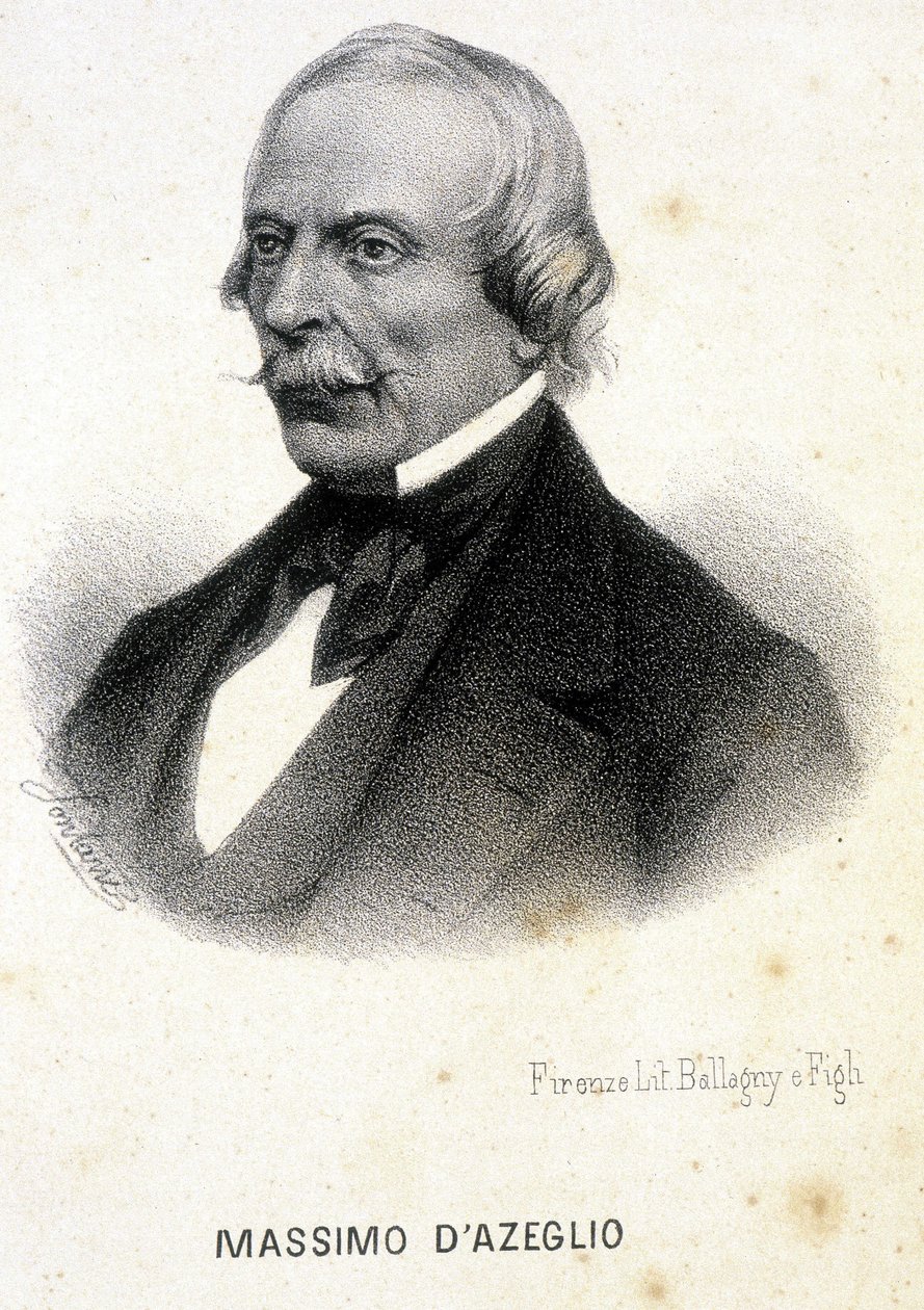 Retrato de Massimo Taparelli, Marquês de Azeglio (1798 - 1866), político, pintor e autor italiano. Gravura do século XIX. de Unknown artist