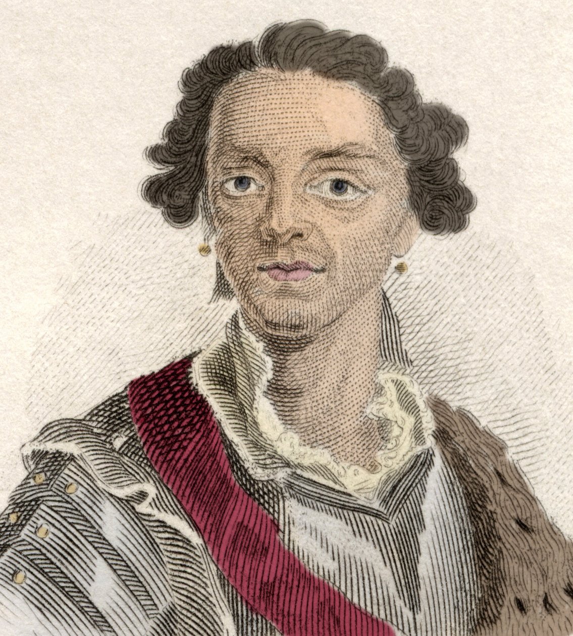 Retrato de Maurice de Saxônia (Hermann Moritz) (1696-1750), chamado "Conde de Saxônia" ou "Conde de Raute", condomínio e marechal general da França. Gravura do século XIX. de Unknown artist